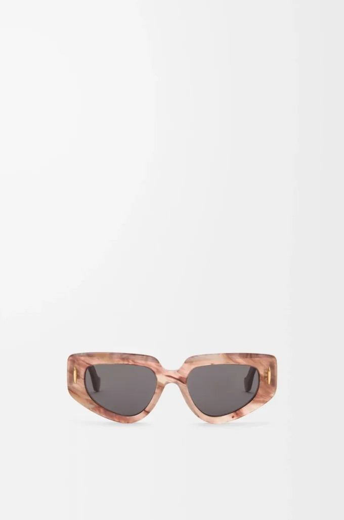 Petites lunettes de soleil papillon Marble rose foncé