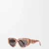 Petites lunettes de soleil papillon Marble rose foncé