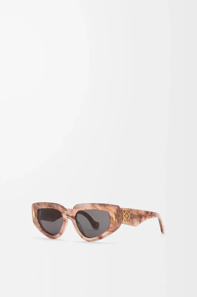 Petites lunettes de soleil papillon Marble rose foncé