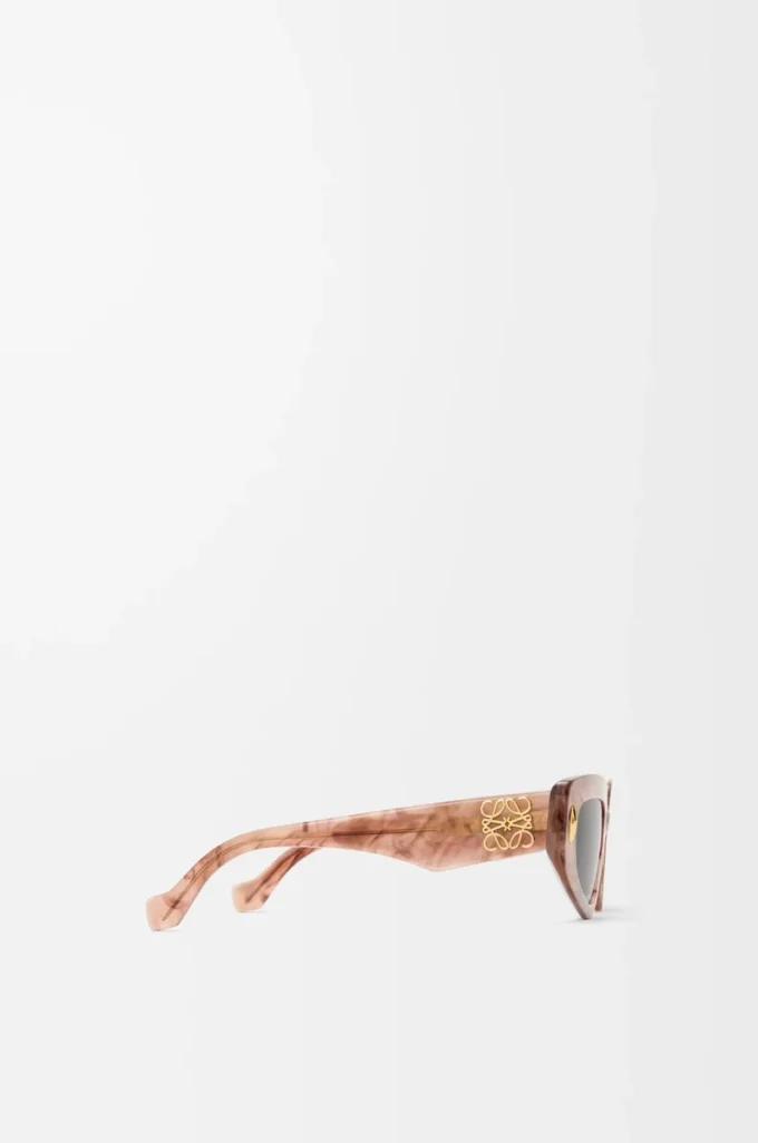 Petites lunettes de soleil papillon Marble rose foncé