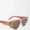 Petites lunettes de soleil papillon Marble rose foncé