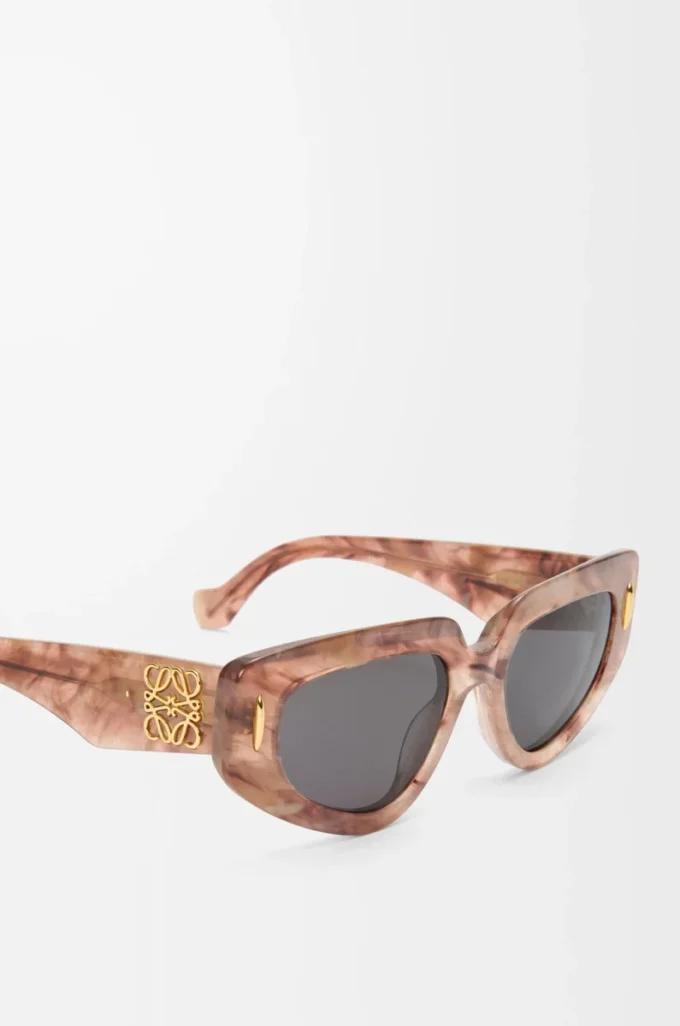 Petites lunettes de soleil papillon Marble rose foncé