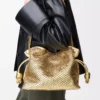 Pochette Flamenco moyenne en cuir d&rsquo;agneau laminé Gold