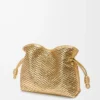 Pochette Flamenco moyenne en cuir d&rsquo;agneau laminé Gold