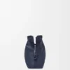 Pochette Flamenco moyenne en cuir de veau nappa bleu abysse