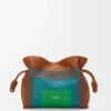 Pochette Flamenco moyenne en cuir de veau nappa Caramel/Vert vif