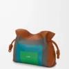 Pochette Flamenco moyenne en cuir de veau nappa Caramel/Vert vif