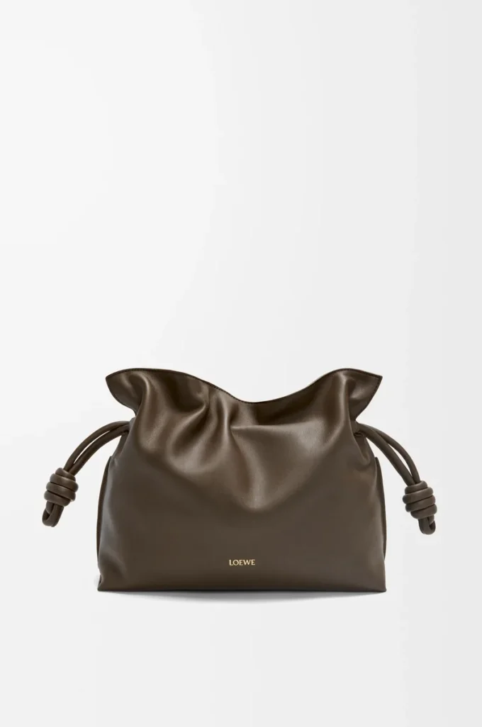 Pochette Flamenco moyenne en cuir de veau nappa Chocolate