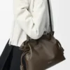 Pochette Flamenco moyenne en cuir de veau nappa Chocolate