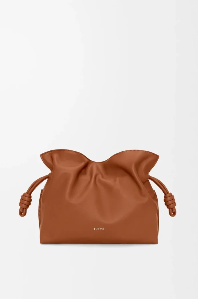 Pochette Flamenco moyenne en cuir de veau nappa Écureuil