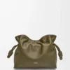 Pochette Flamenco moyenne en cuir de veau nappa Dark Khaki