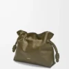 Pochette Flamenco moyenne en cuir de veau nappa Dark Khaki