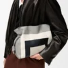 Pochette Flamenco moyenne en cuir de veau nappa gris/clair fantôme