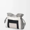 Pochette Flamenco moyenne en cuir de veau nappa gris/clair fantôme