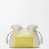 Pochette Flamenco moyenne en cuir de veau nappa gris pâle/citrine clair