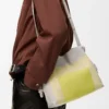 Pochette Flamenco moyenne en cuir de veau nappa gris pâle/citrine clair