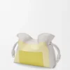 Pochette Flamenco moyenne en cuir de veau nappa gris pâle/citrine clair