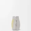 Pochette Flamenco moyenne en cuir de veau nappa gris pâle/citrine clair