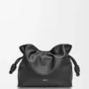 Pochette Flamenco moyenne en cuir de veau nappa noir