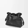 Pochette Flamenco moyenne en cuir de veau nappa noir