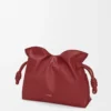 Pochette Flamenco moyenne en cuir de veau nappa rouge brûlé