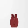 Pochette Flamenco moyenne en cuir de veau nappa rouge brûlé