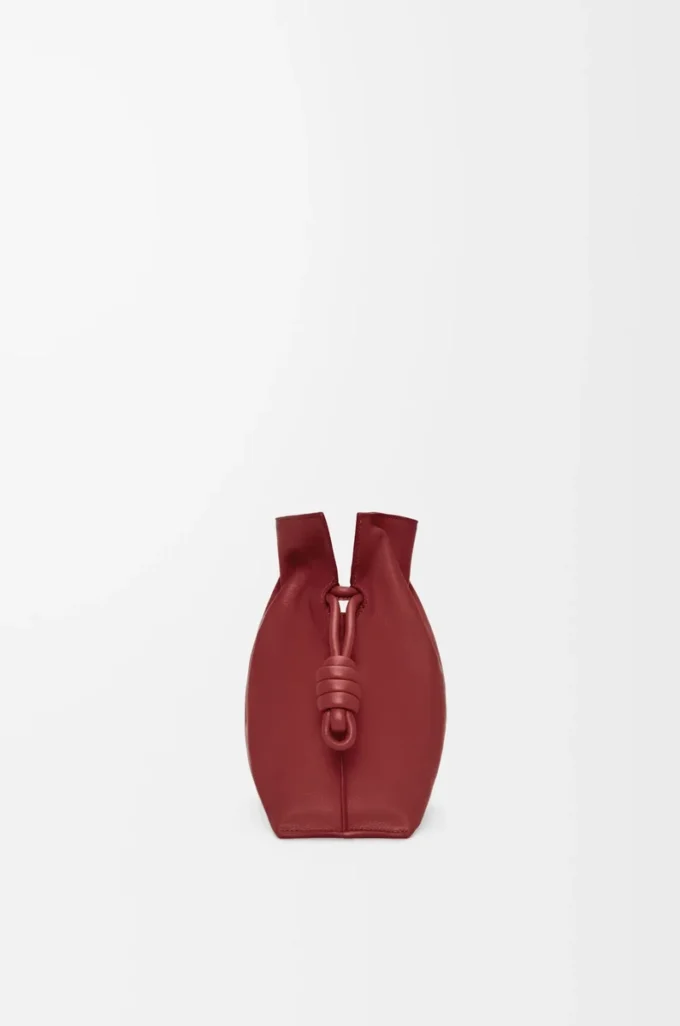 Pochette Flamenco moyenne en cuir de veau nappa rouge brûlé