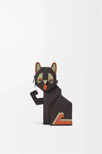 Pochette Futurist Cat en cuir de veau classique Taupe foncé