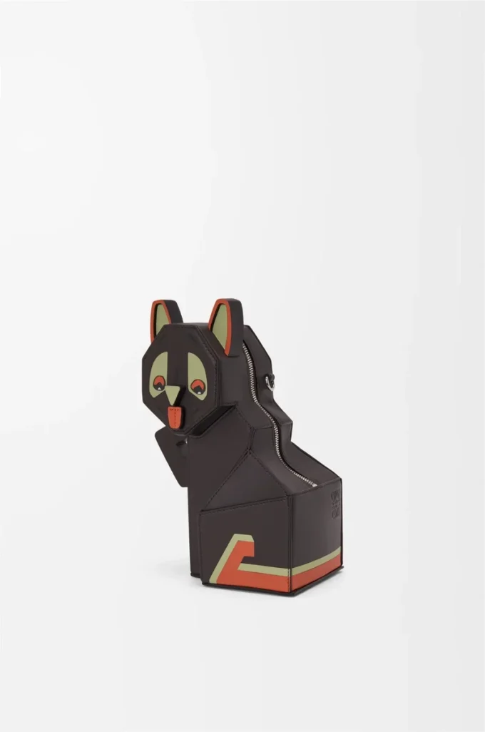 Pochette Futurist Cat en cuir de veau classique Taupe foncé