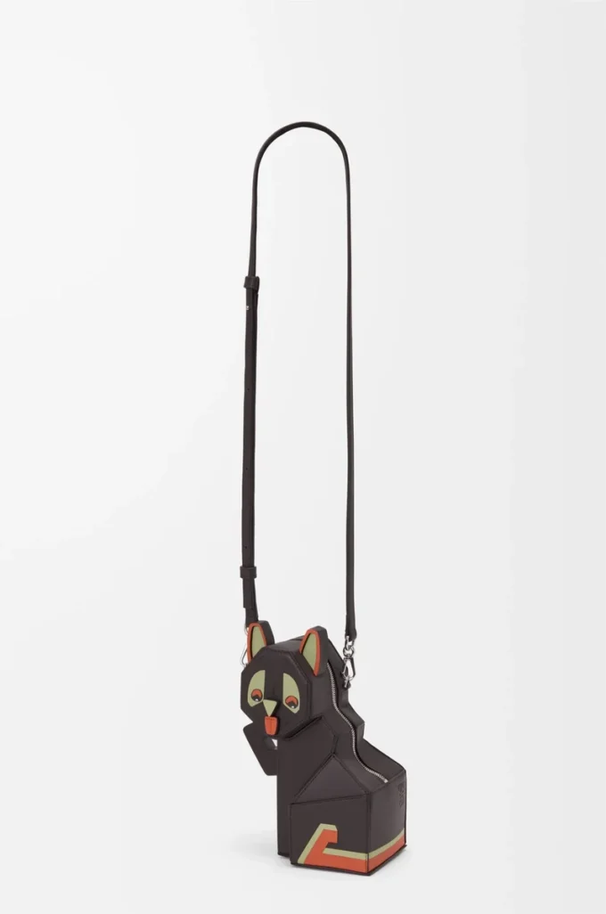 Pochette Futurist Cat en cuir de veau classique Taupe foncé