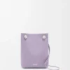Pochette Pebble en cuir de veau lisse mauve foncé