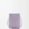 Pochette Pebble en cuir de veau lisse mauve foncé