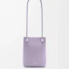 Pochette Pebble en cuir de veau lisse mauve foncé