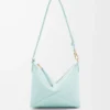 Pochette Puzzle Fold en cuir de veau nappa brillant Blue Iceberg