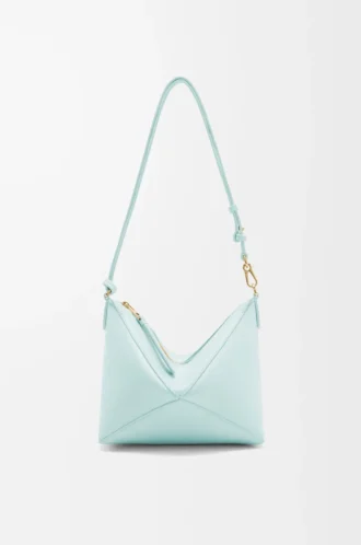 Pochette Puzzle Fold en cuir de veau nappa brillant Blue Iceberg Pochette Puzzle Fold en cuir de veau nappa brillant Blue Iceberg