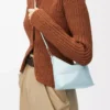 Pochette Puzzle Fold en cuir de veau nappa brillant Blue Iceberg