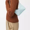 Pochette Puzzle Fold en cuir de veau nappa brillant Blue Iceberg