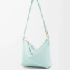 Pochette Puzzle Fold en cuir de veau nappa brillant Blue Iceberg