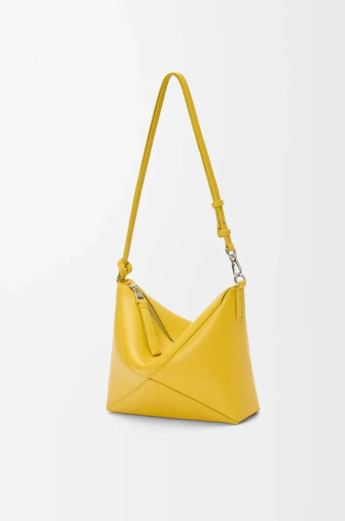 Pochette Puzzle Fold en cuir de veau nappa brillant Dandelion