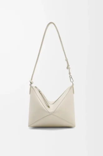 Pochette Puzzle Fold en cuir de veau nappa brillant Sea Salt