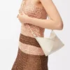 Pochette Puzzle Fold en cuir de veau nappa brillant Sea Salt