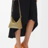 Pochette Puzzle Fold en cuir de veau nappa brillant vert argile