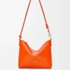 Pochette Puzzle Fold en cuir de veau nappa brillant Vivid Orange