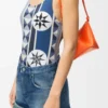Pochette Puzzle Fold en cuir de veau nappa brillant Vivid Orange