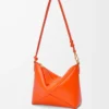 Pochette Puzzle Fold en cuir de veau nappa brillant Vivid Orange