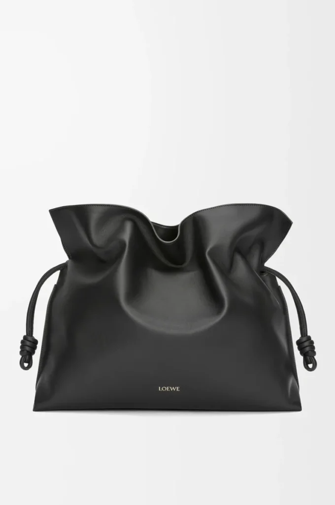 Pochette XL Flamenco en cuir de veau nappa noir