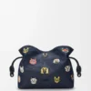 Pochettes Flamenco moyennes Cats en denim brodé Bleu