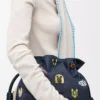 Pochettes Flamenco moyennes Cats en denim brodé Bleu