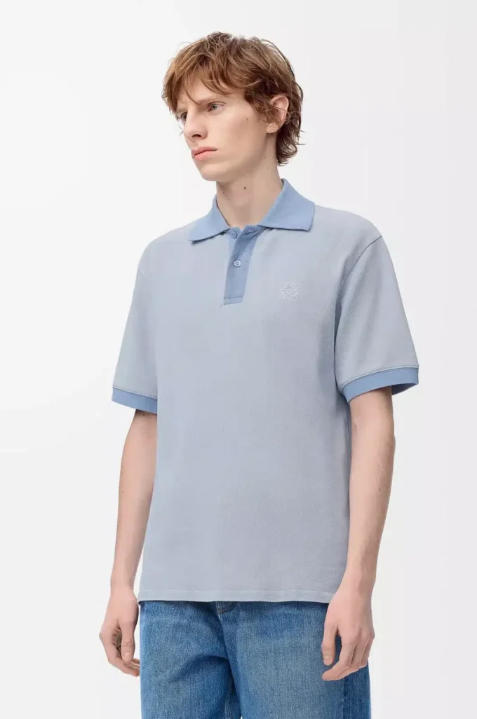 Polo en coton bleu clair