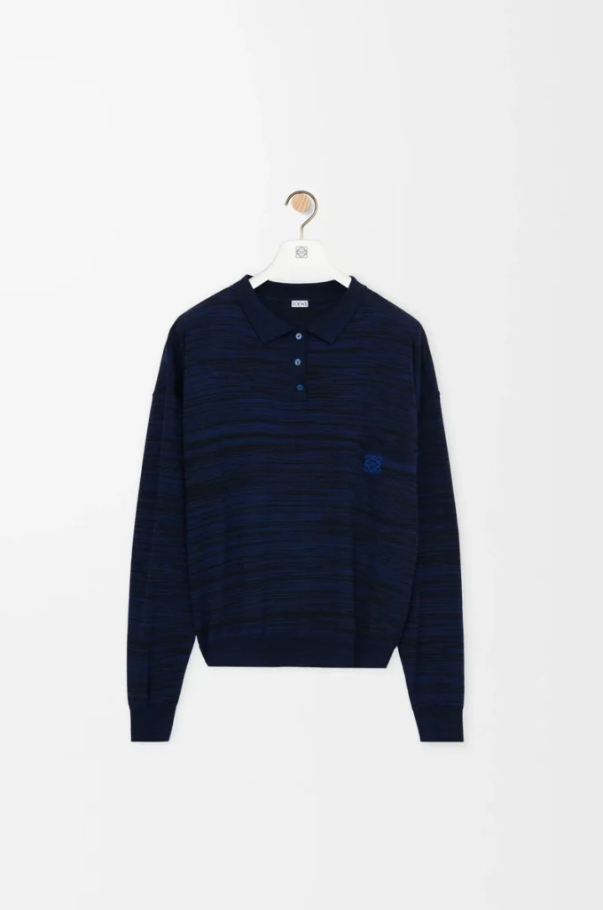 Polo en laine bleu marine/noir
